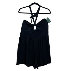 Wild‎ Fable Womens Halter Romper Stretch Tie Neck Black Terry Cloth Size XL
